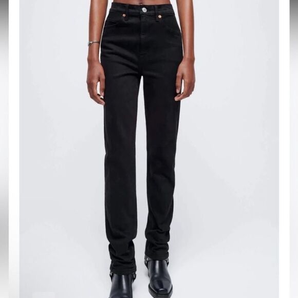 Re/Done 70's Orginals Black Straight Jeans High Rise Size 25 - Picture 10 of 16